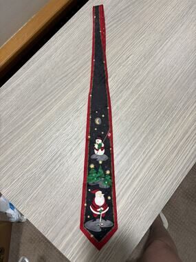 Hallmark Cool Yule Tie Golf Snowman Santa Christmas Necktie All Silk
